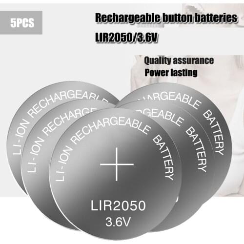 5PC LIR2050 Rechargeable Lithium Batteries 3.6V 80mAh Button Coin Cells Battery For Watch Calculator