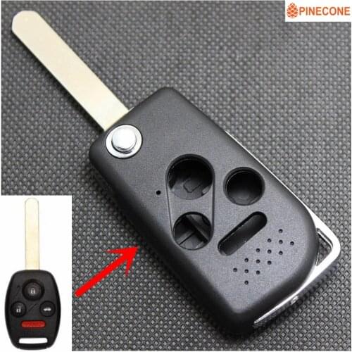 PINECONE for HONDA ACCORD CIVIC PILOT 2007-2013 Car Key Case Fob 3+1 Button HON66 Blade Easy Install Modified Remote Key Shell
