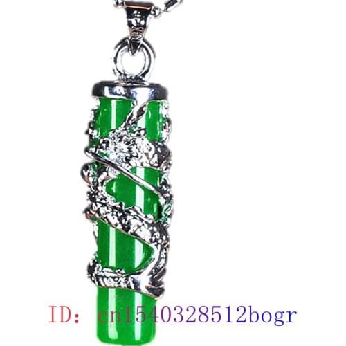 Jade Dragon Pendant Fashion Gifts 925 Silver Natural Chinese Necklace Amulet Women Hetian Charm Jewelry Chalcedony