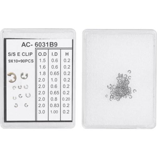 90pcs 9 Sizes Chronograph Watch Pusher Button C-clip E Clip Circlip Ring Watches Repair Tool Parts Replacement