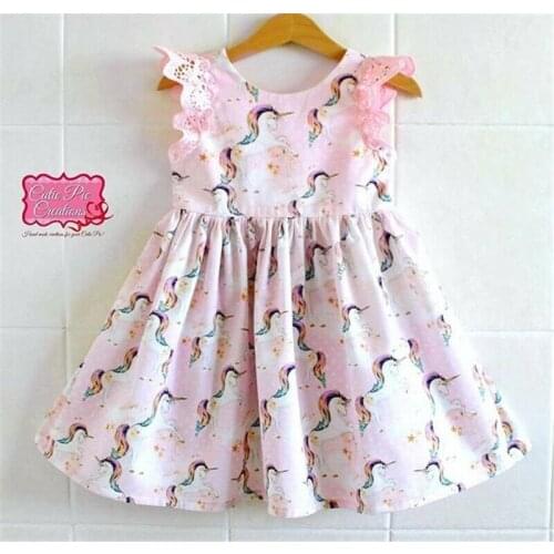PUDCOCO Lovely Kids Baby Girls Lace Cartoon Unicorn Party Princess Dress Pageant Tutu Dress Sundress 1-6Y