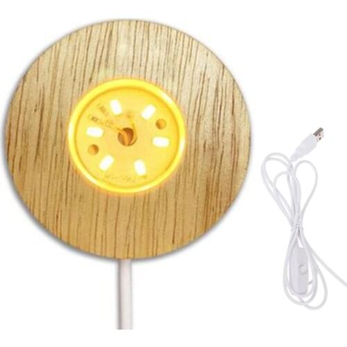 LED Light Base Multicolor Round Show Stand Display Plate for 3D Crystal Glass Ball Art with Sensitive Touch Switch