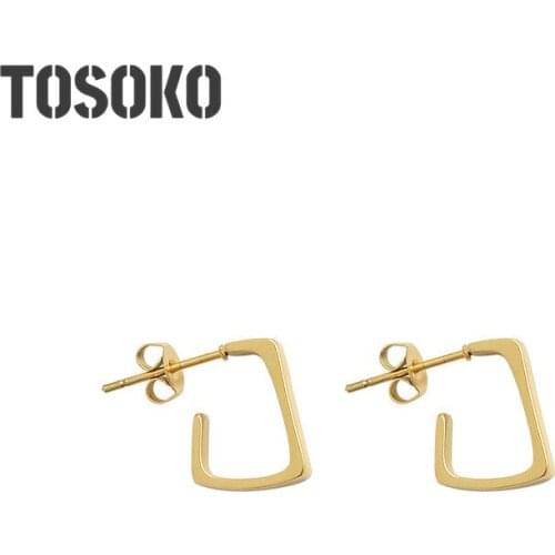 TOSOKO Stainless Steel Jewelry Personality Block Geometry Earrings Fashion Drop Earrings For Women BSF333