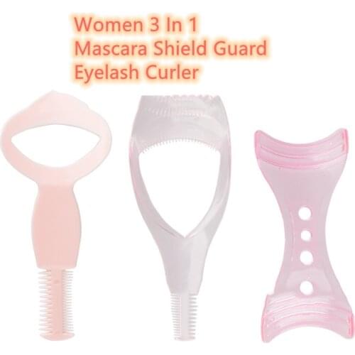 Women 3 In 1 Mascara Shield Guard Eyelash Curler Applicator Comb Applicator Guide Card Eyeliner Card Makeup Tool Cosmetic