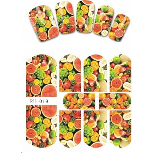 UPRETTEGO NAIL ART BEAUTY WATER DECAL SLIDER NAIL STICKER CHERRY LEAF MAPLE STRAWBERRY ORANGE RU019-024
