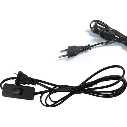 US EU Plug Power Wire with 303 Switch Connector Electrical Cord for LED Tube 1.8M Power Supply Extension Cable for LED Bar Light