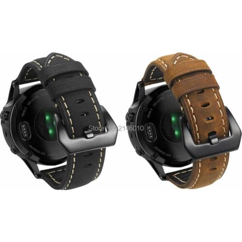 Premium Vintage Crazy Horse Genuine Leather Strap Replacement Bracelet Watch Band for Garmin Fenix 5