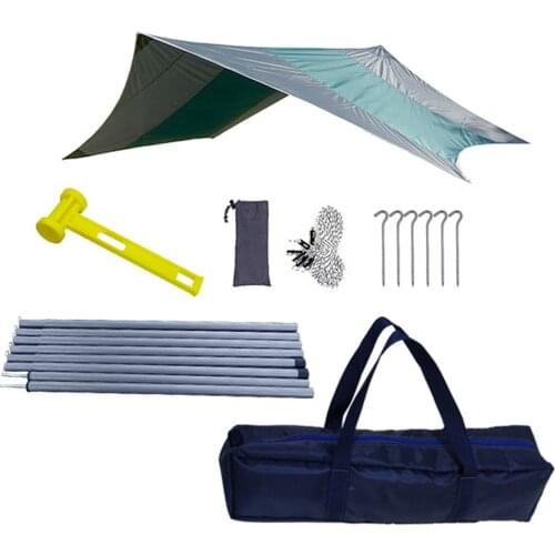 Waterproof Sun Shelter Tent Rain Fly Tarp Anti UV Beach Tent Shade Outdoor Camping Hammock Rain Sunshade Canopy Picnic Mat