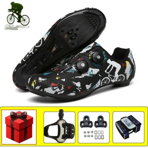 Athletic Road Cycling Shoes Add Pedals Breathable Sapatilha Ciclismo Bicycle Riding Sneakers Self-locking Women Road Flat Shoes