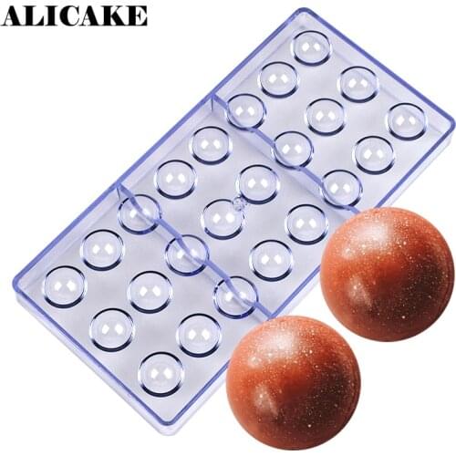 15 Cavity Polycarbonate Chocolate Molds for Smooth Ball Sphere Pastry Chef Baking Fondant Cake Decorating Tools Type Model