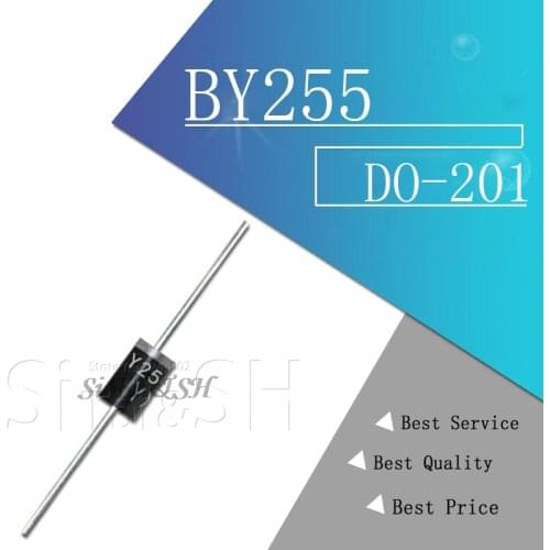 20PCS BY255 Rectifier Diode 3A 3000mA 1300V DO-201 New Original