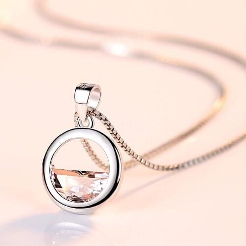 2021 Spring Series Round Pendant Semicircle Zircon Necklace 45cm Box Chain Clavicle Necklace For Women Marriage Jewelry Collier