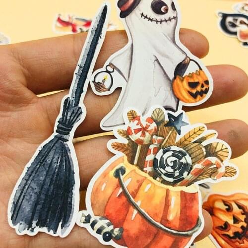 33pcs Hand Drawing Watercolor Halloween Eve decoration Notebook Planner Scrapbooking, DIY Paper Sticker