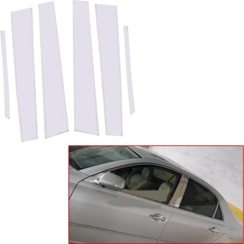 6Pcs Car Door Window Pillar Post Cover Trim Protector Silver Stainless Steel Fit For Toyota Camry Sedan 2007 2008 2009 2010 2011