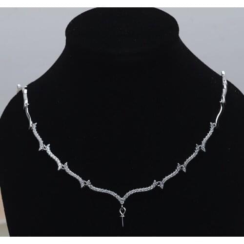 New Arrival 925 Silver Necklace Chain with Pendant Mountings Findings Jewelry Parts Fittings Accessories for Pearls