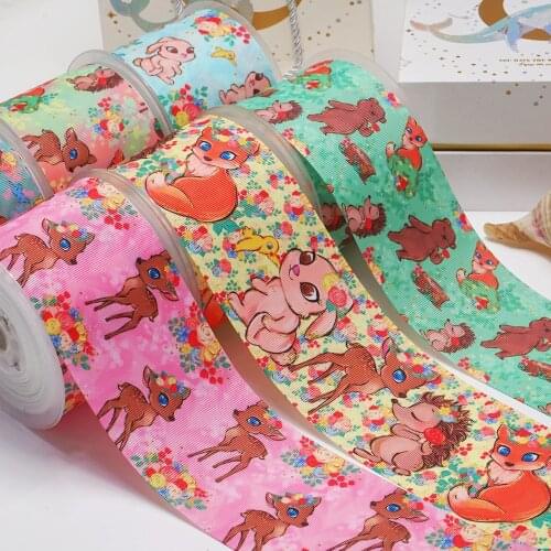 DIY Cartoon Deer Printed Grosgrain Ribbon For Craft Supplies Sewing Accessories 5 Yards, Planar Resins Mold 10 Pieces. 52014