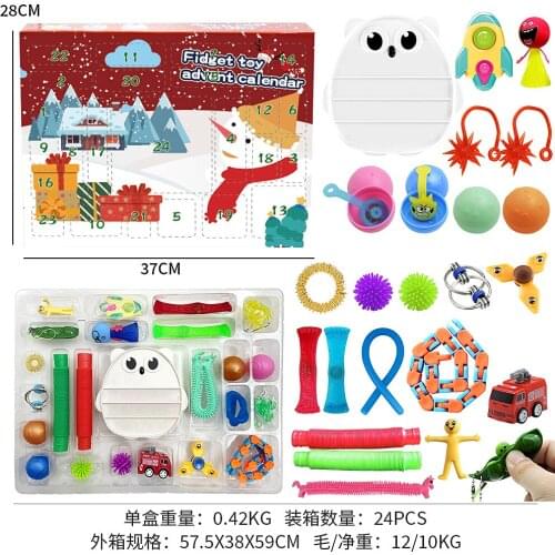 Pop-Up Fidget Advent Calendar 2021 Fidget Toys 24 Days Christmas Countdown Halloween Advent Blind Box Lucky Bag Gift for Kids