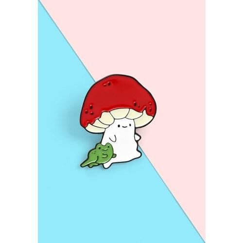 Creative Cartoon Cat Mushroom Badge Fashion Frog Metal Enamel Brooch Personality Unique Lapel Backpack Jewelry Accessories Gift