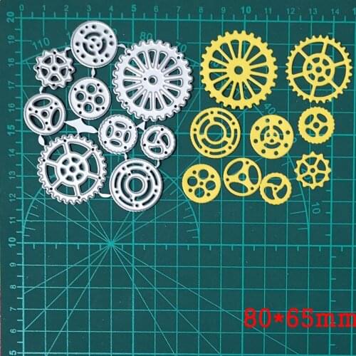 Cool 9pcs Gear Set Gearwheel Metal Cutting Dies For Stamps Scrapbooking Stencils DIY Paper Album Cards Decor Embossing 2020 New