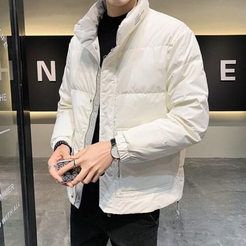 2021 Winter New Fashion Mens Down Jacket Stand Collar Zipper Pocket Mens Jackets and Coats Thick Warm Loose Down Parkas B351