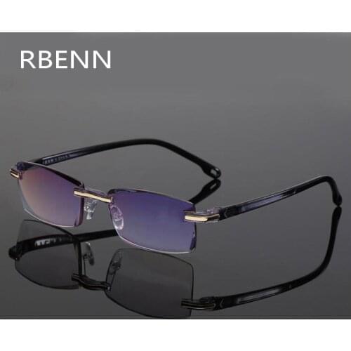 RBENN Rimless Blue Light Blocking Computer Glasses Men With Case Male Anti Blue Light Gaming Glasses UV400