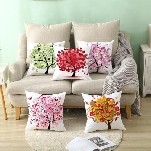 The New Tree Leaf Flower Print Pattern Fashionable Colorful Sofa Pillowcase Home Furnishing Car Interior Decoration Pillow
