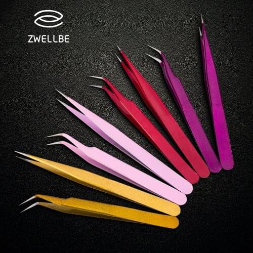 2pcs Anti-static Precision Tweezers Set Pinzas Pincet Stainless Steel Eyebrow Tweezer Eyelash Extension Tools Makeup Kit Tool