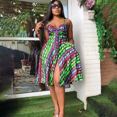 Summer Colored Squares Print Dress for Women Elegant Spaghetti Strap V Neck Lace Up Slit A-line Women Dress Streetwear Robe