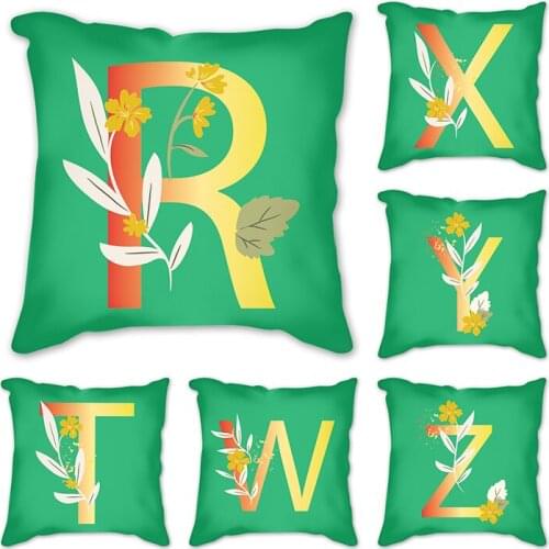 Polyester linen Pillows Gift Nordic ins Wind 45*45cm Pillowcase Green Letter cushion cover Peach Skin Pillowcase Home Decor Sofa
