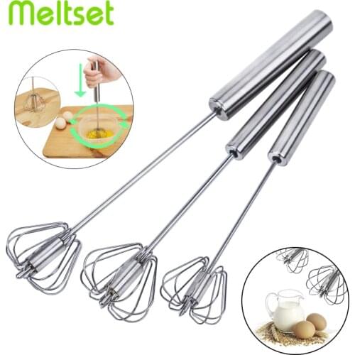Semi-automatic Egg Beater Stainless Steel Whisk Self Turning Hand Blender for Egg Cream Coffee Milk Stirring Kitchen Gadget