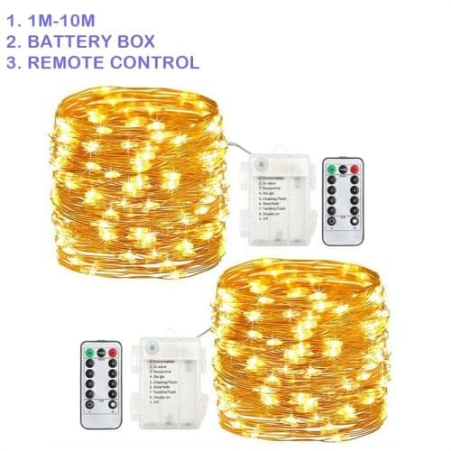 Festive outdoor copper string light 1-10M 8Mode Battery Operated Copper Cable + Remote Control For party Christmas Decor
