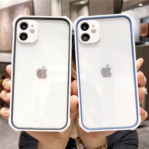 Transparent Shockproof Phone Case For iPhone 12 11 Pro Max XR XS Max X 7 8 Plus SE2020 12 11 Pro 11 Clear Soft TPU Back Cover