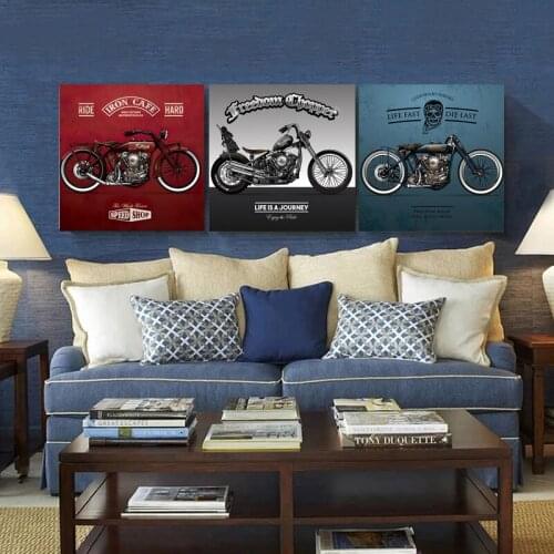 Retro Decor Cafe Racer Vintage Motorcycle Canvas Paintings Classic Bike Posters Prints Wall Cuadros for Home Room Garage Decor