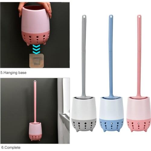 Wc Toilet Brush Replaceable Cleaning Head Toilet Brush Bathroom Accessories Tools Wall-Mount Or Floor-Standing Plastic Hanging