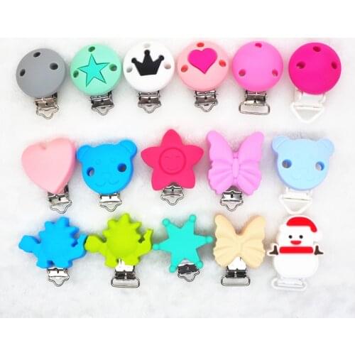Chengkai 1pc BPA Free DIY Round Bear Flower Dinosaur Butterfly Silicone Baby Nursing Dummy Draft Toy Accessories Clips