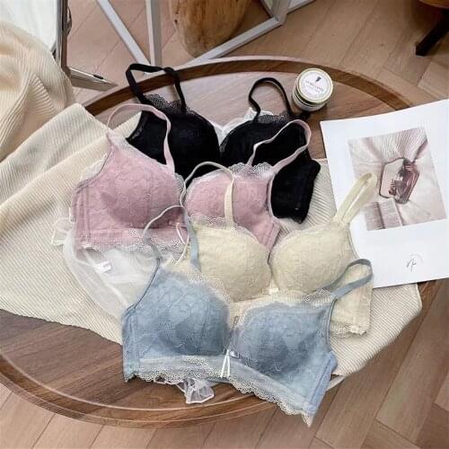 Women Briefs Female Intimates Lace Bra Sets Seamless Underwear Thin Ventilate Sexy Lingerie Bralette AB Cup Bra And Panty Sets