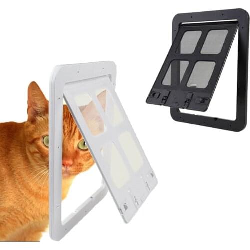 Universal Pet Door 4-way Locking New Screen Window Cat Door Anti-theft Door Plastic Animal Cats Dogs Pet Supplies Accessories
