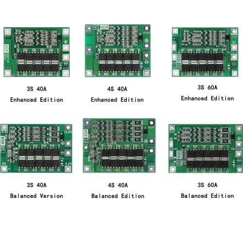 3S/4S 40A 60A Li-ion Lithium Battery Charger Protection Board 18650 BMS For Drill Motor 11.1V 12.6V/14.8V 16.8V Enhance/Balance