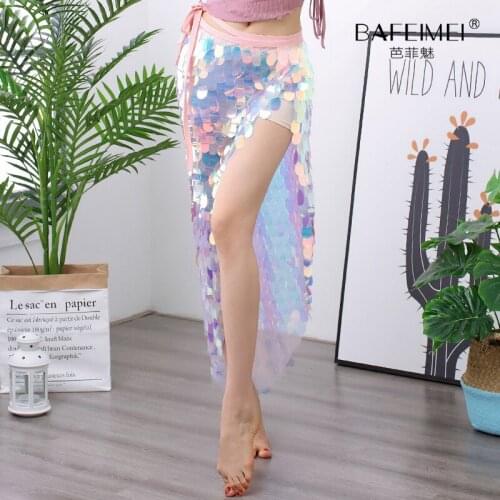 Belly dance Costume Hip Scarf new sequined waist scarf long skirt female beginners exercise clothes sexy performance clothes