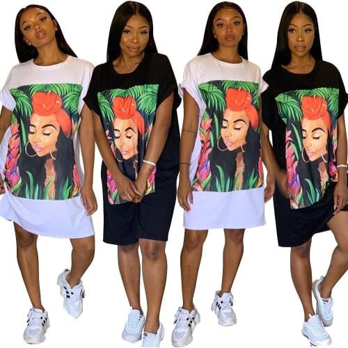 New women summer character print sexy t shirt dress o neck short sleeve sexy women dress vestidos LTS965