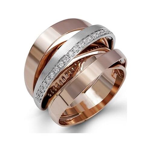 Creative multi-layer twining Stainless Steel Wedding Rings For Women Vintage rose gold silver color engagement ring jewelry