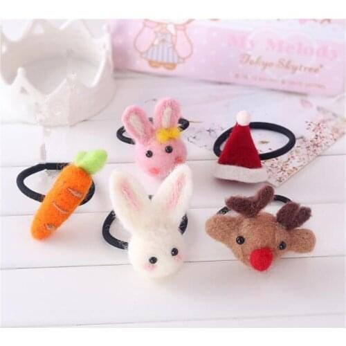 1pc Lolita Cute Soft Wool Felt deer rabbit Christmas Hairpin brooch for Girls Hair Accessories B932