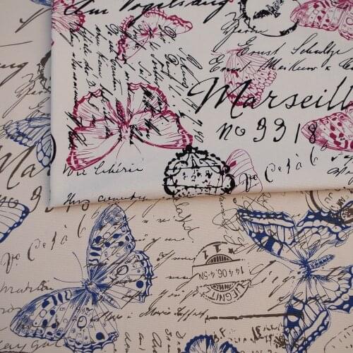 145cmx50cm Cotton Canvas Fabric for handmad, bed, bag, curtain - Buttfly,Letters and Postmark