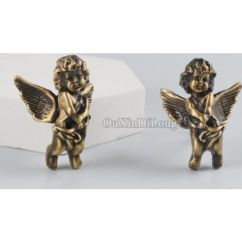 Retro 5Pairs European Antique Cupid Angel Furniture Handles Cupboard Wardrobe Drawer Kitchen Wine Cabinet Pulls Handles & Knobs