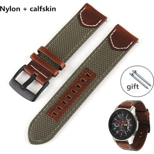 Quick Fit 20mm 22mm Retro Style Nylon Strap For Samsung galaxy watch 3 45mm Gear S3 for Huawei GT 2 Watchband High Quality