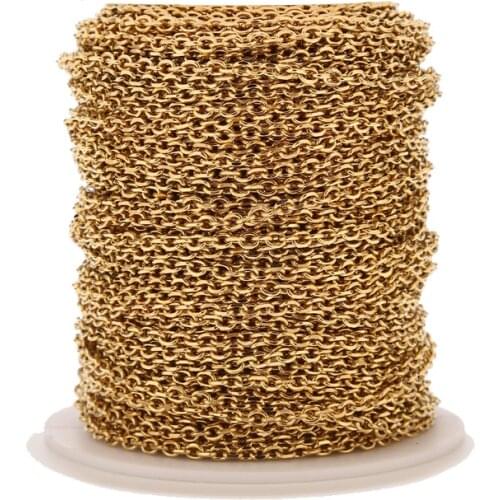 3.8mm Width gold tone Stainless Steel Rolo Cable Chains Findings Fit for Jewelry Making &DIY