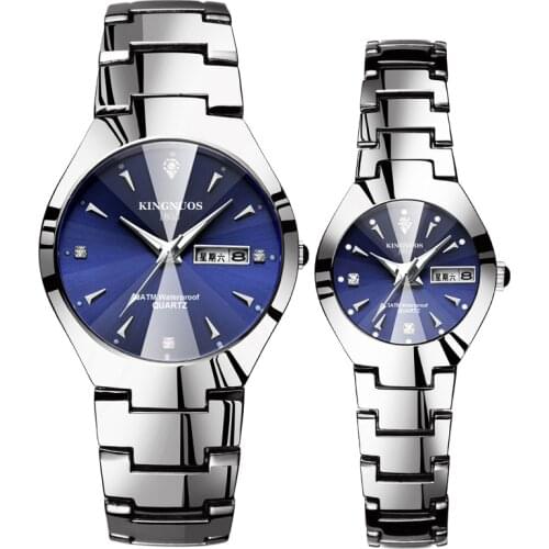 KINGNUOS 186 Automatic Quartz Steel Band Couple Watch Luminous Calendar Mens and Womens Waterproof Student Wristwatches