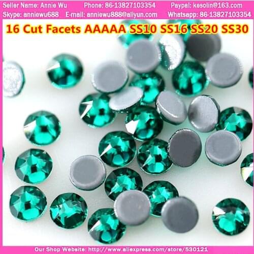 Deep Green AAAAA Level16 Facets 2088 Hot Fix Crystal Rhinestones Glass Hotfix Strass Stone Crystals Iron on Phone Shoes Clothes