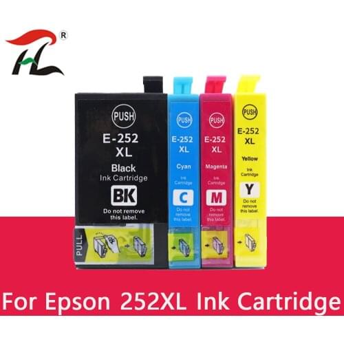 4 pcs 252XL T252XL Replacement Ink Cartridges for Epson WorkForce WF-3620 3640 7110 7610 7620 printers