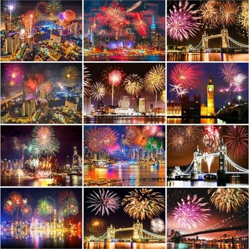 Evershine Diamond Painting City Scenery Diamond Embroidery Sale Fireworks Cross Stitch Full Square Round Rhinestones Home Decor
